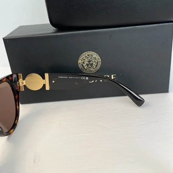 VERSACE Ladies Transparent Brown Cat-Eye Sunglasses